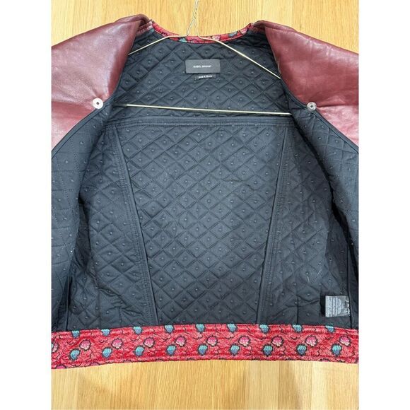 Isabel Marant Embroidered Leather Trim Moto Jacket Size S - Picture 3 of 8